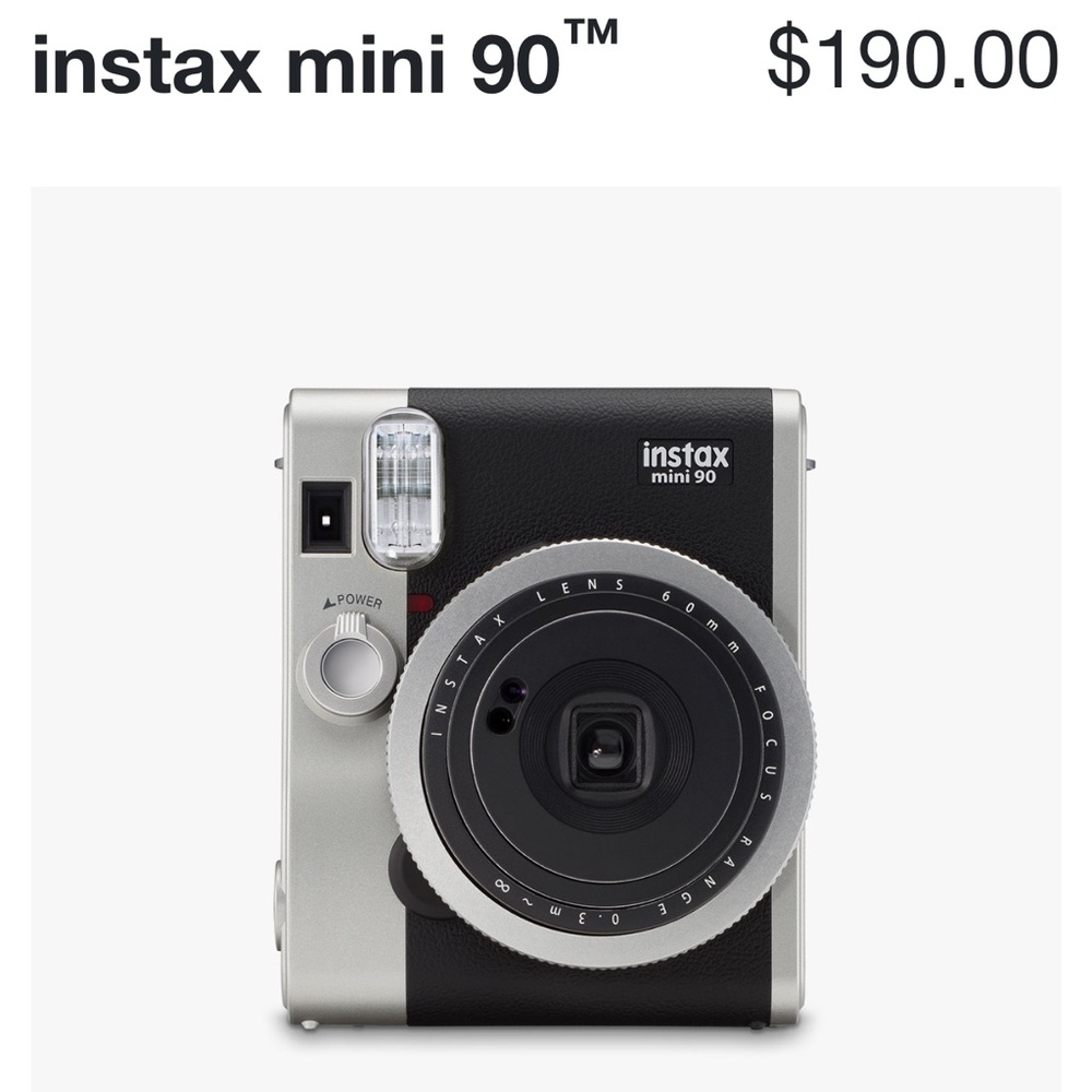 Instax Mini 90 Instant Camera - Black and Silver with Black Case